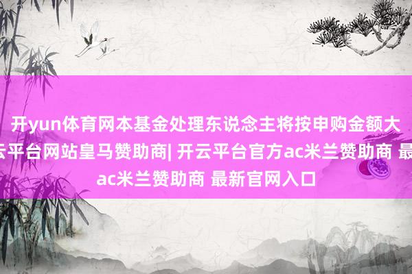 开yun体育网本基金处理东说念主将按申购金额大小排序-开云平台网站皇马赞助商| 开云平台官方ac米兰赞助商 最新官网入口